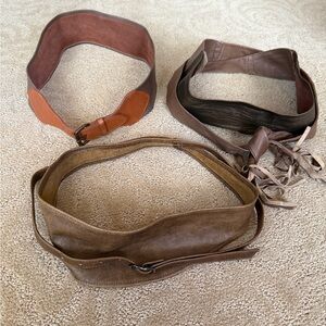 THREE Women's  Brown Leather Vintage Belts